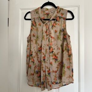 Halogen Multicolor Floral Tie-Neck Blouse